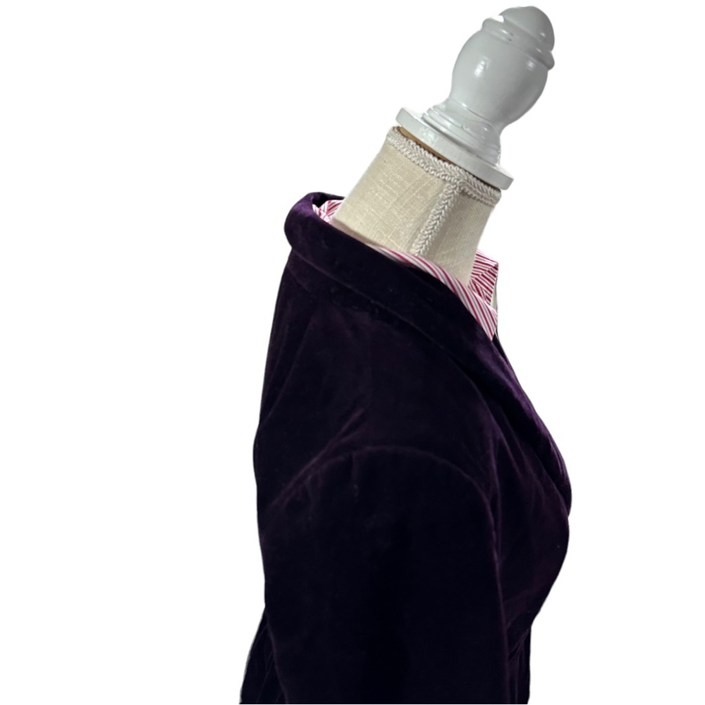 J Crew Plum 2 Button Velvet Blazer Sz 4 Jewel Tone 100% Cotton Lined Jacket EUC - Picture 8 of 15